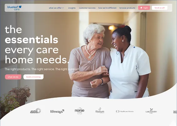 Blueleaf Care: Expert Care Home Suppliers & Partners website preview