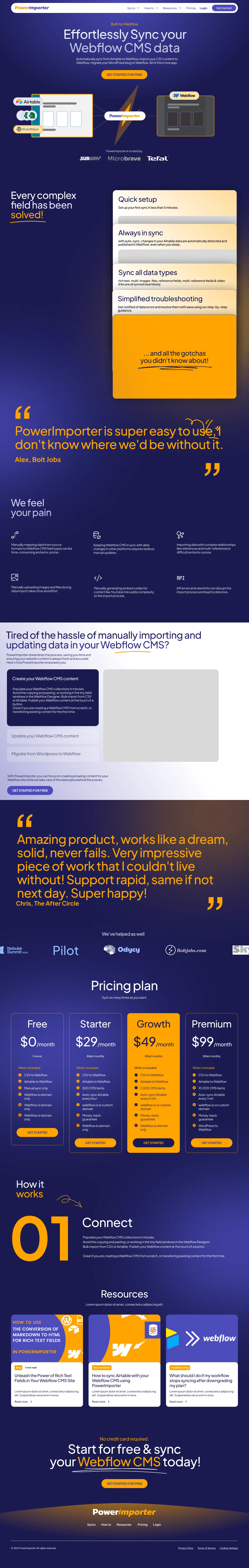 Full-page view of PowerImporter, makes syncing and cleaning your CMS effortless