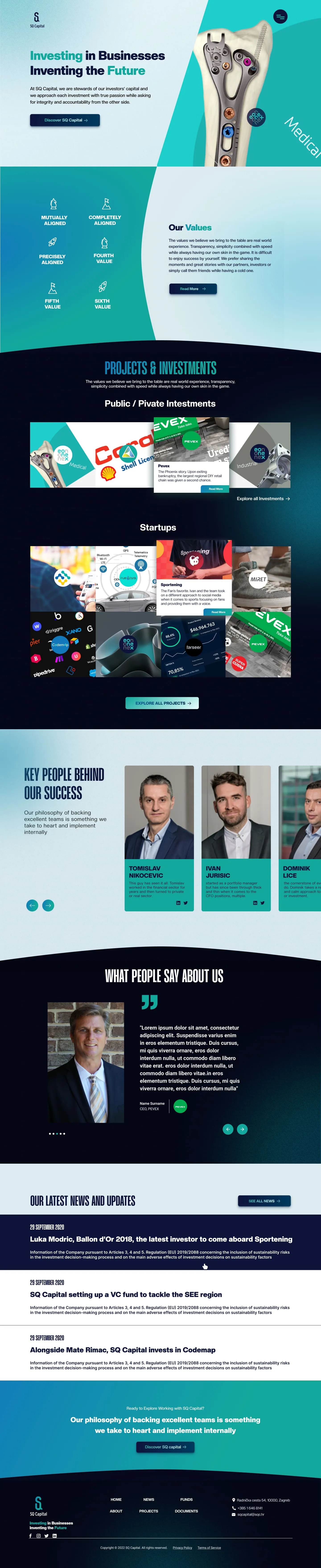 Full-page view of SQ Capital, investment management company